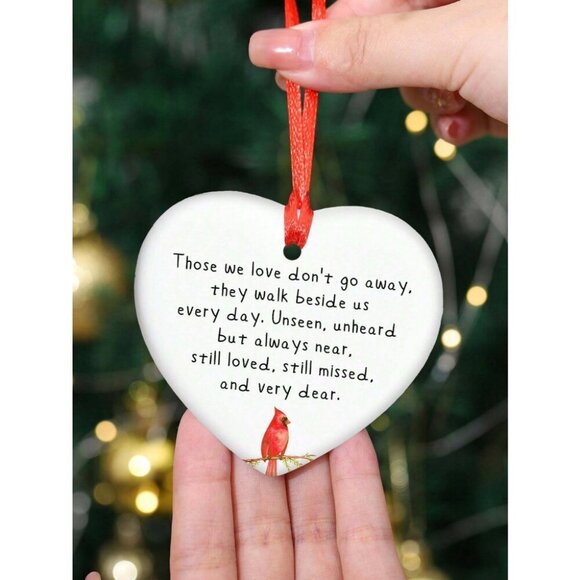 Red Cardinal Ornament (Those We Don't Go Away) Tree Hanging Ornament Decoration - Picture 5 of 7